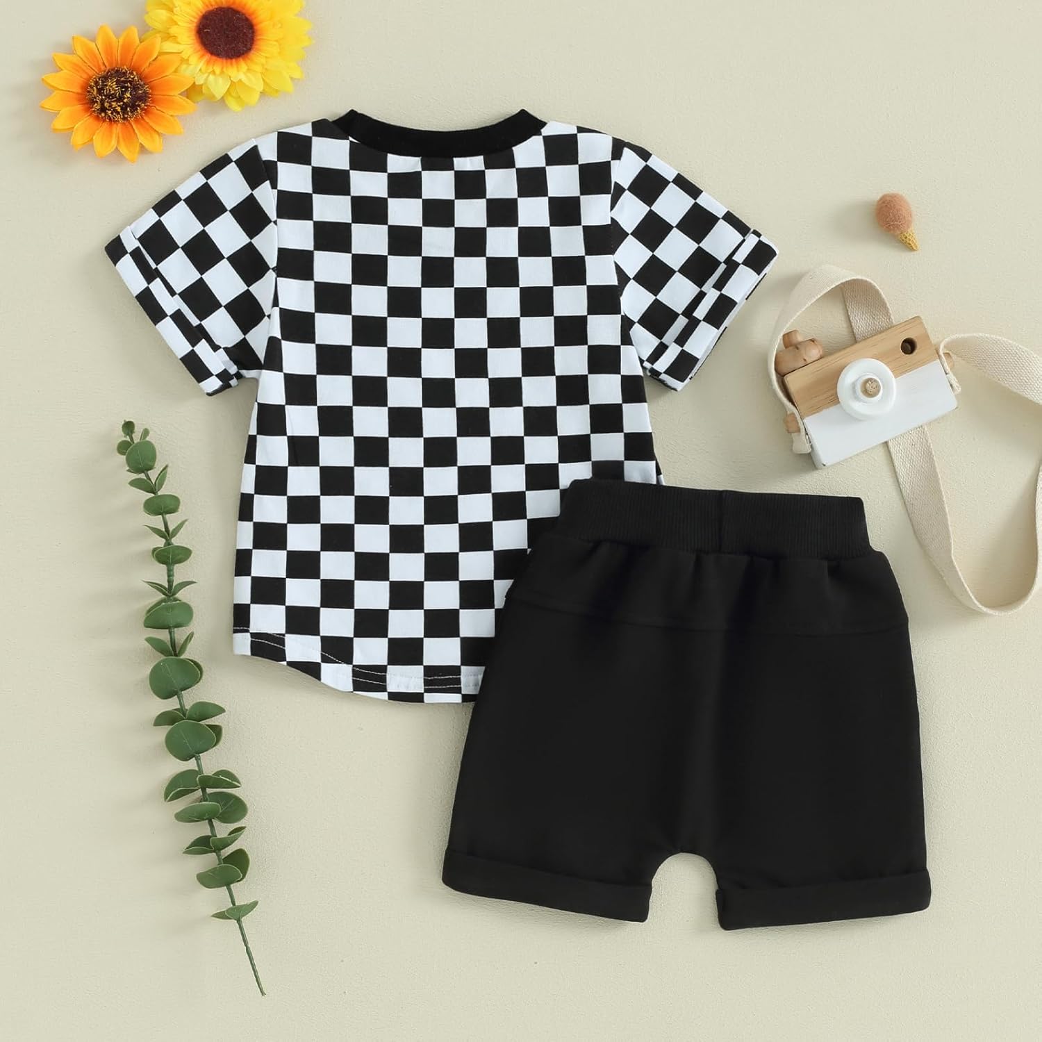 MABABY Toddler Baby Boy Summer Check Em Out T-Shirt Set