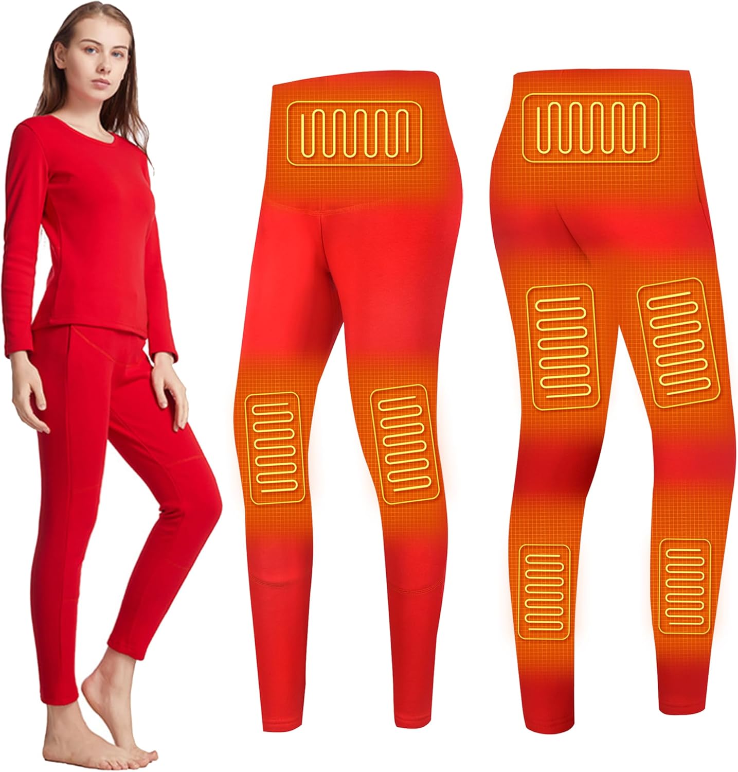 Heated thermal pants for women with 8 zones