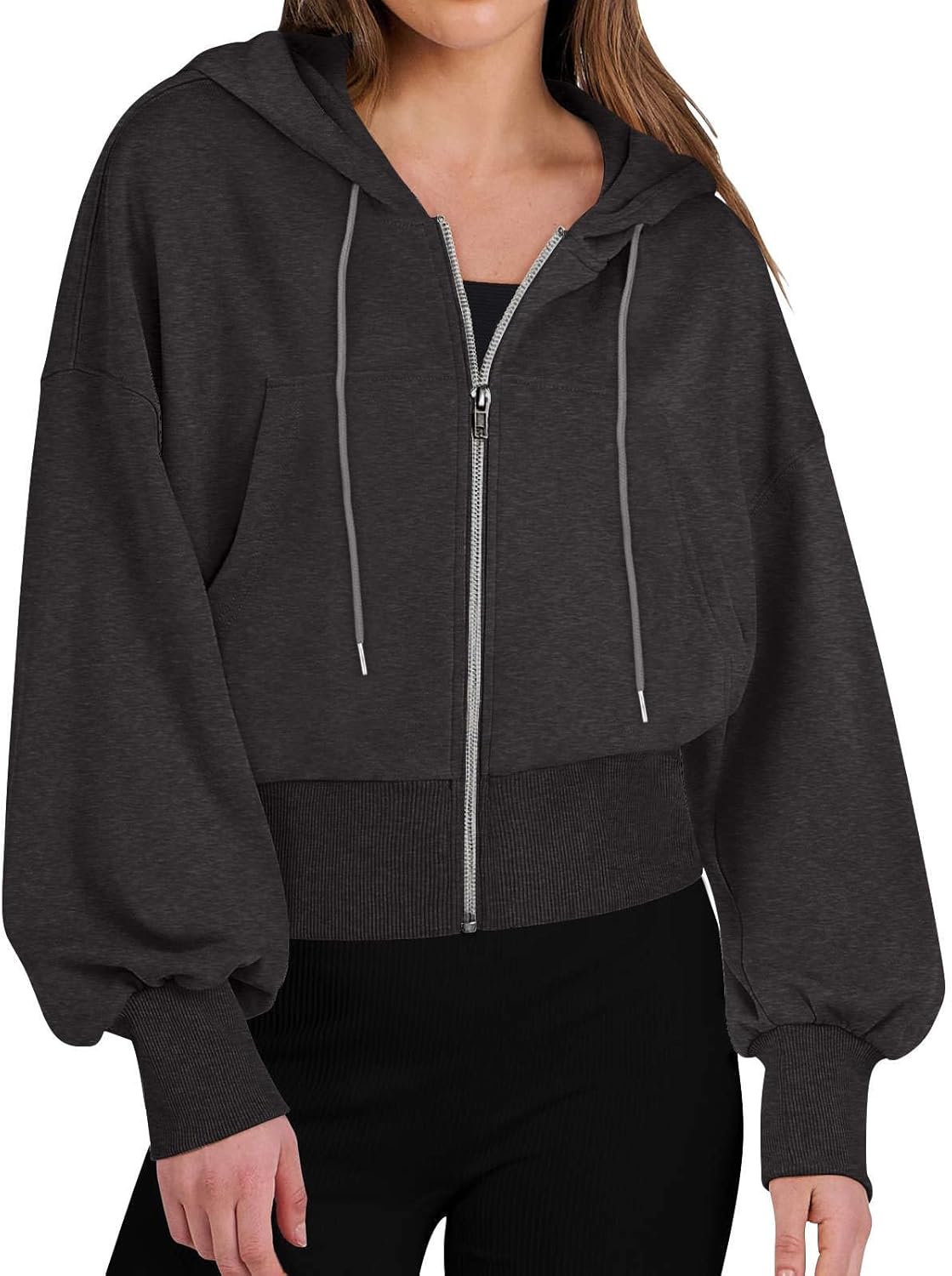 Womens Zip-Up Crop Hoody