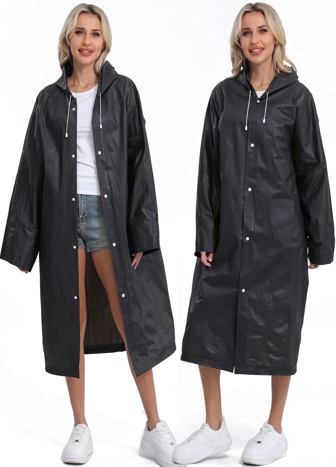 HOOMBOOM 2-Pack Reusable Rain Ponchos for Adults - Emergency