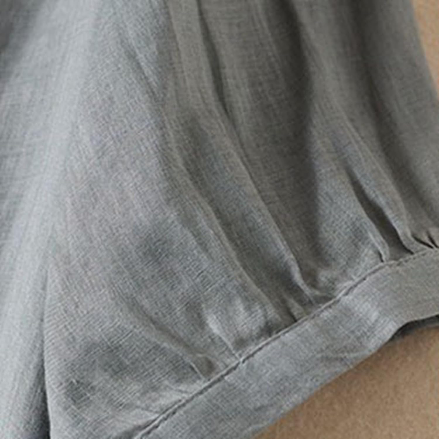 Womens Cotton Short Sleeve Linen Shirt - Casual Fit