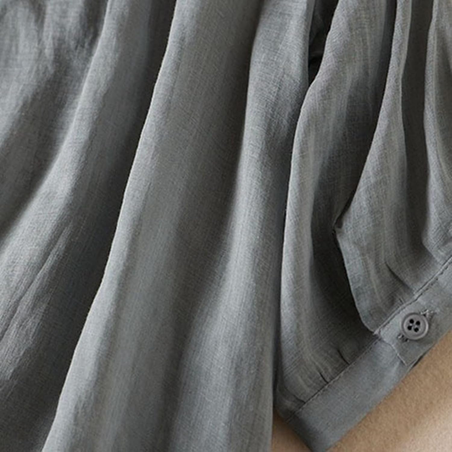Womens Cotton Short Sleeve Linen Shirt - Casual Fit