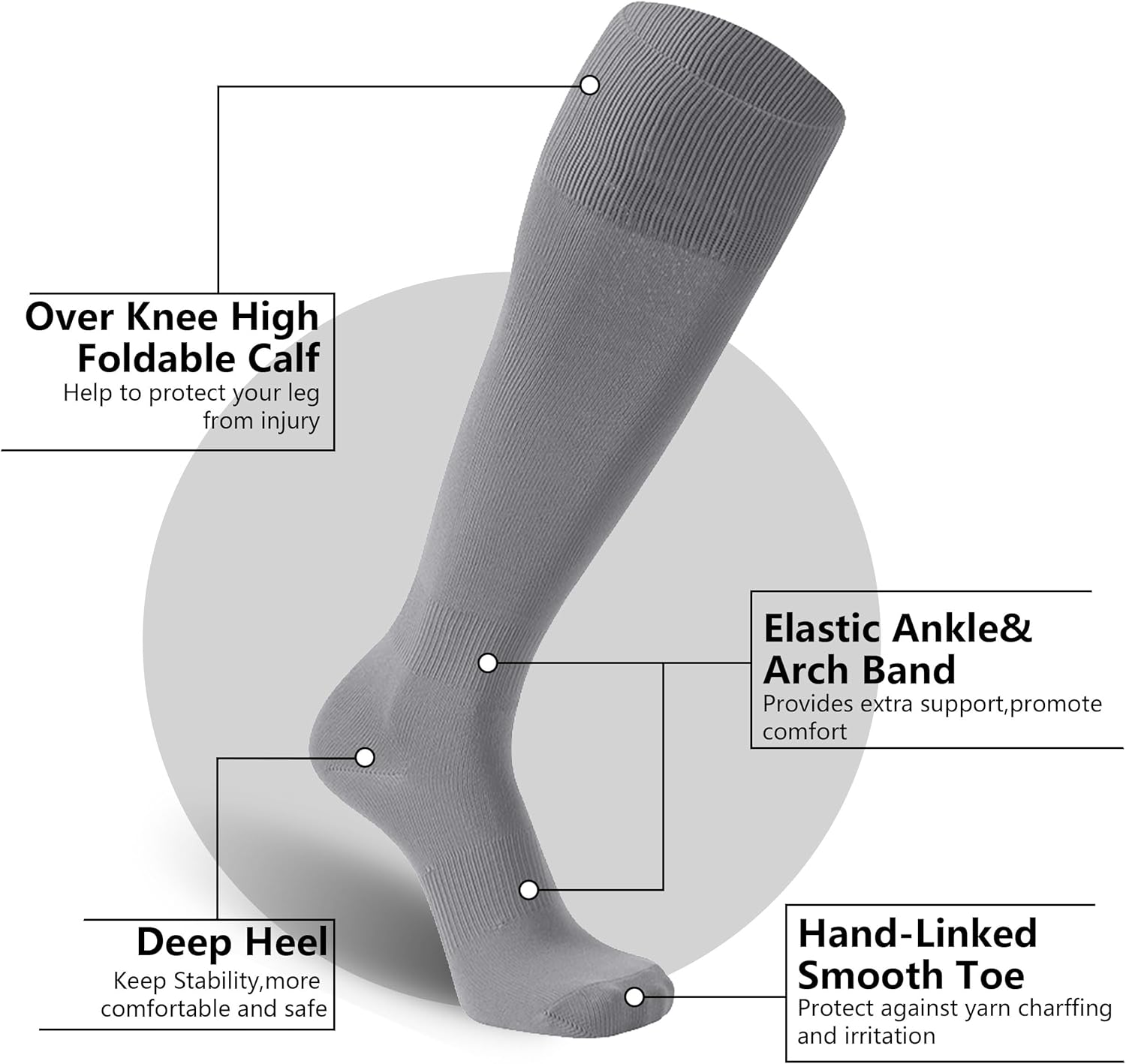 FOOTPLUS Knee-High Sports Socks Unisex
