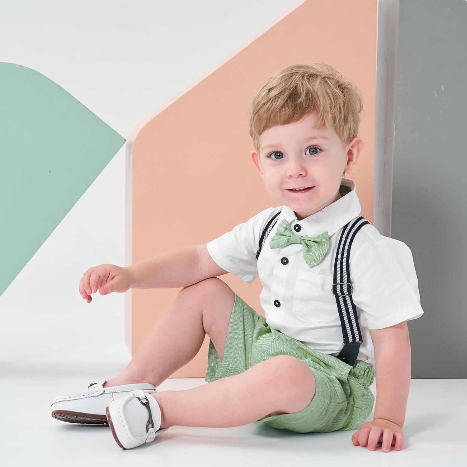 Volunboy Toddler Summer Gentleman Outfit Three-Piece Set for Boys