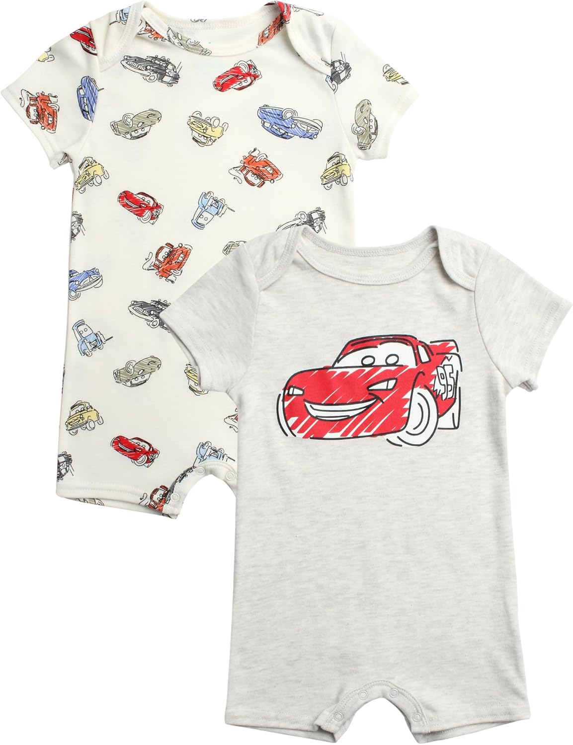 Disney Baby Boys Romper 2 Pack - Cozy Fleece with Snap Closure