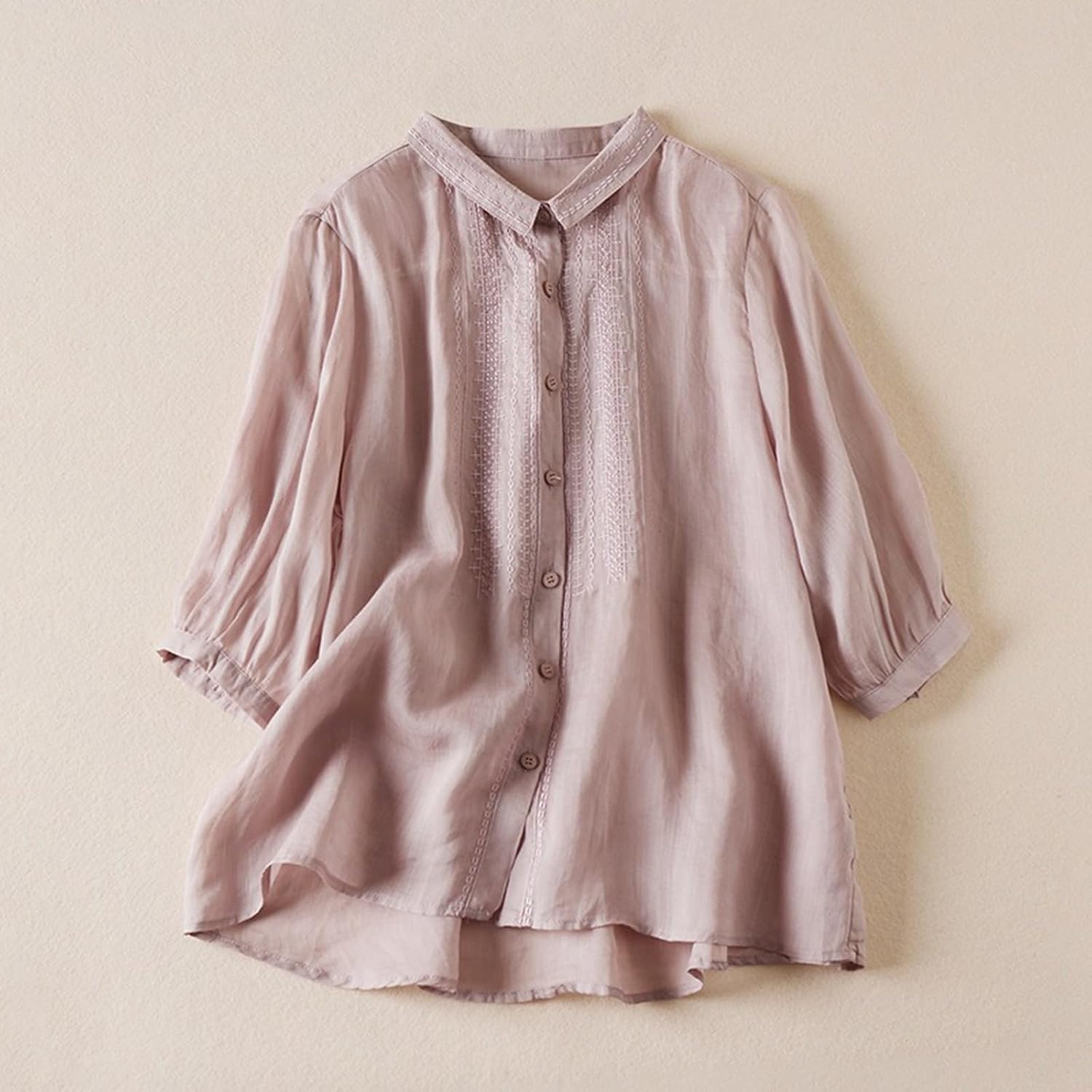 Retro Summer Top for Women Casual Trendy Linen Blur