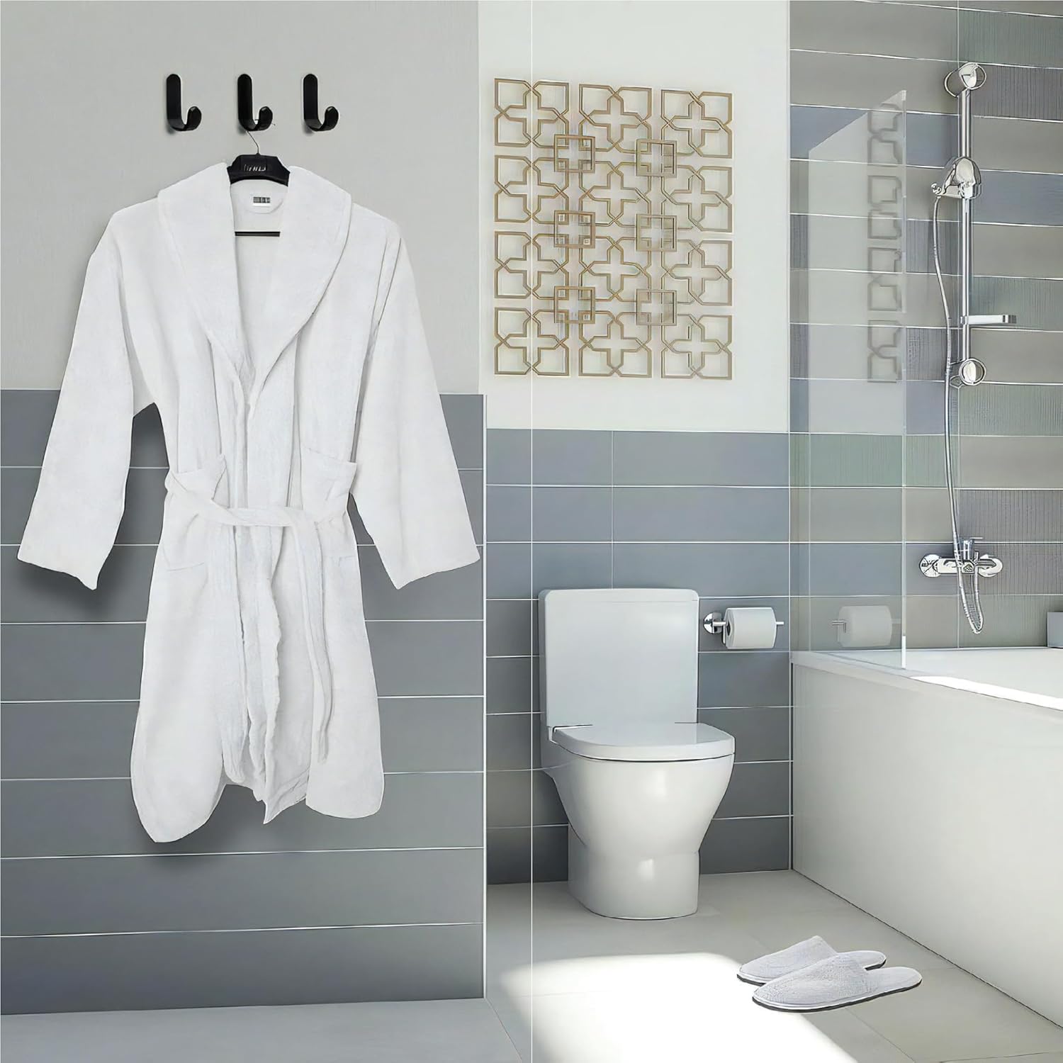 Premium Cotton Terry Bathrobe and Slipper Set
