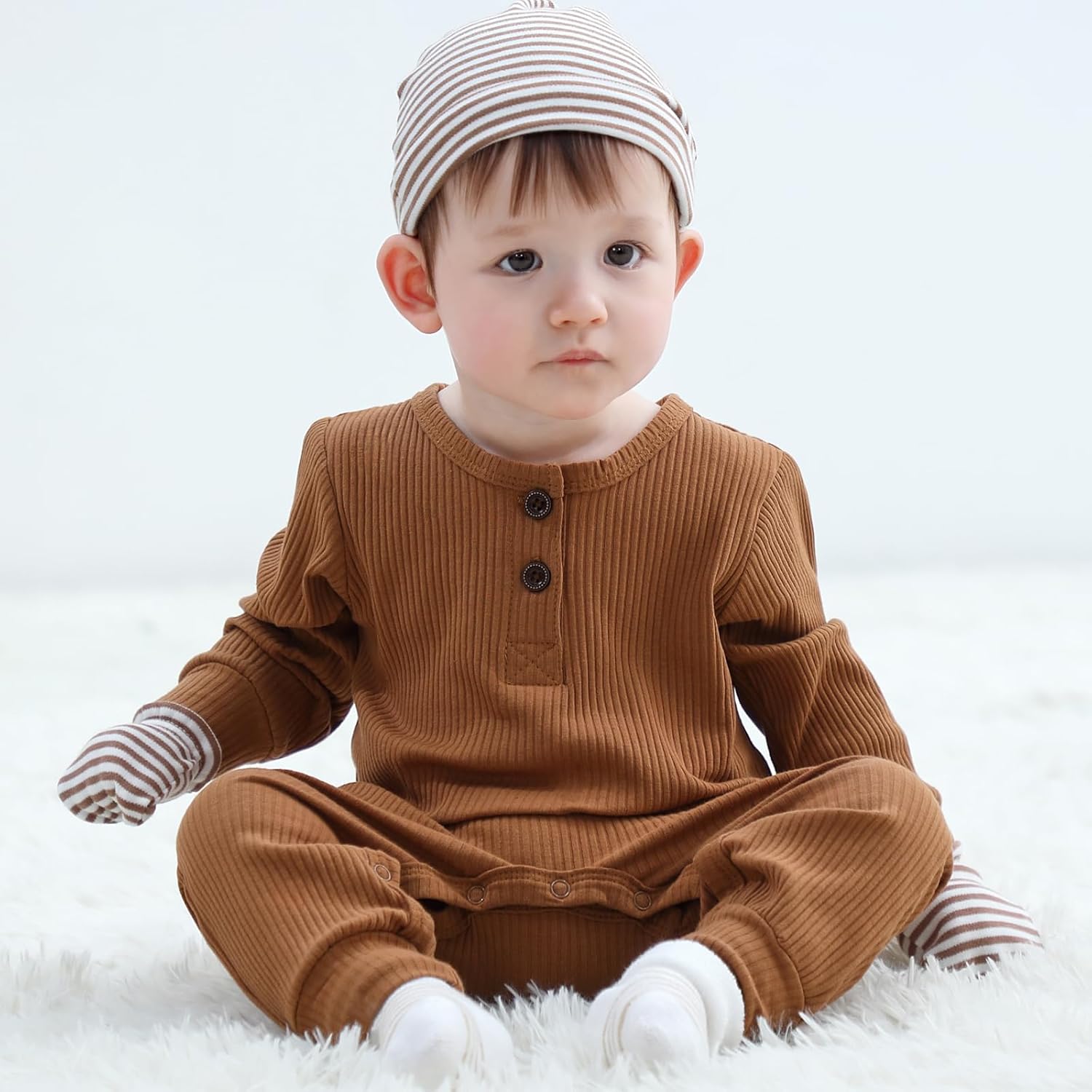 Ruliby Ribbed Romper Set 5-Piece 0-12 Months