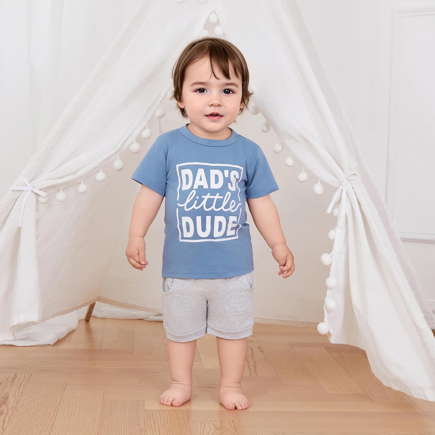 Kupretty Toddler Graphic Shirts Shorts Set