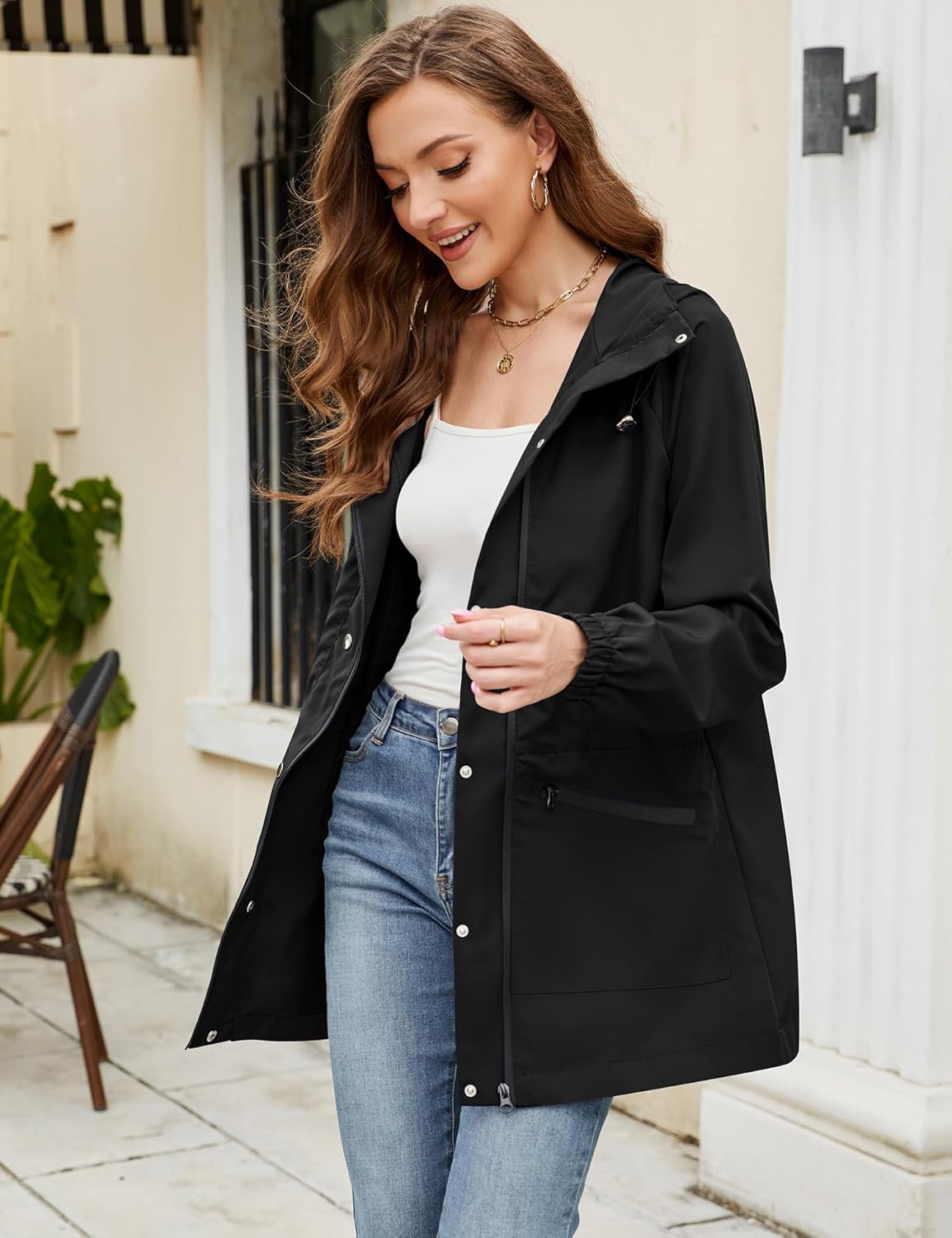 Bloggerlove Womens Waterproof Rain Jacket