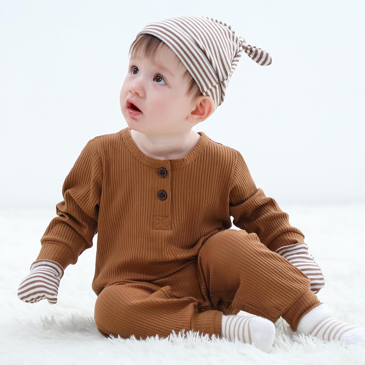 Ruliby Ribbed Romper Set 5-Piece 0-12 Months