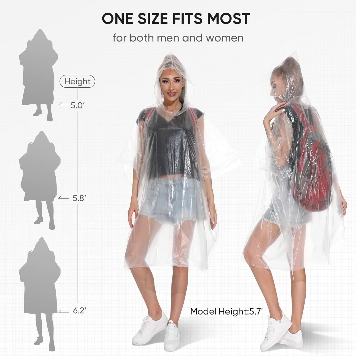 APEXUP Disposable Rain Ponchos for Adults - Waterproof Durable