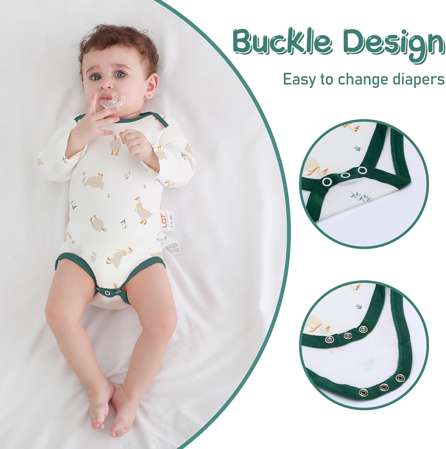 LAT Newborn Unisex Romper Set for Baby Boys Girls