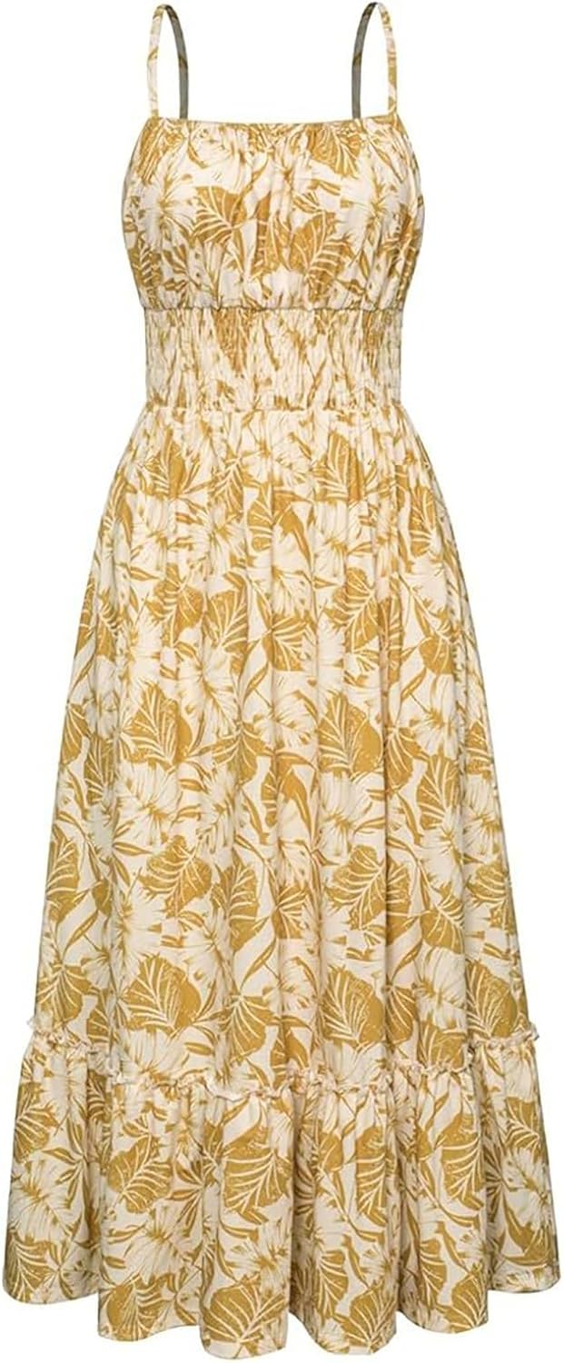 Floral Ruffle Boho Beach Dress Sfascumop