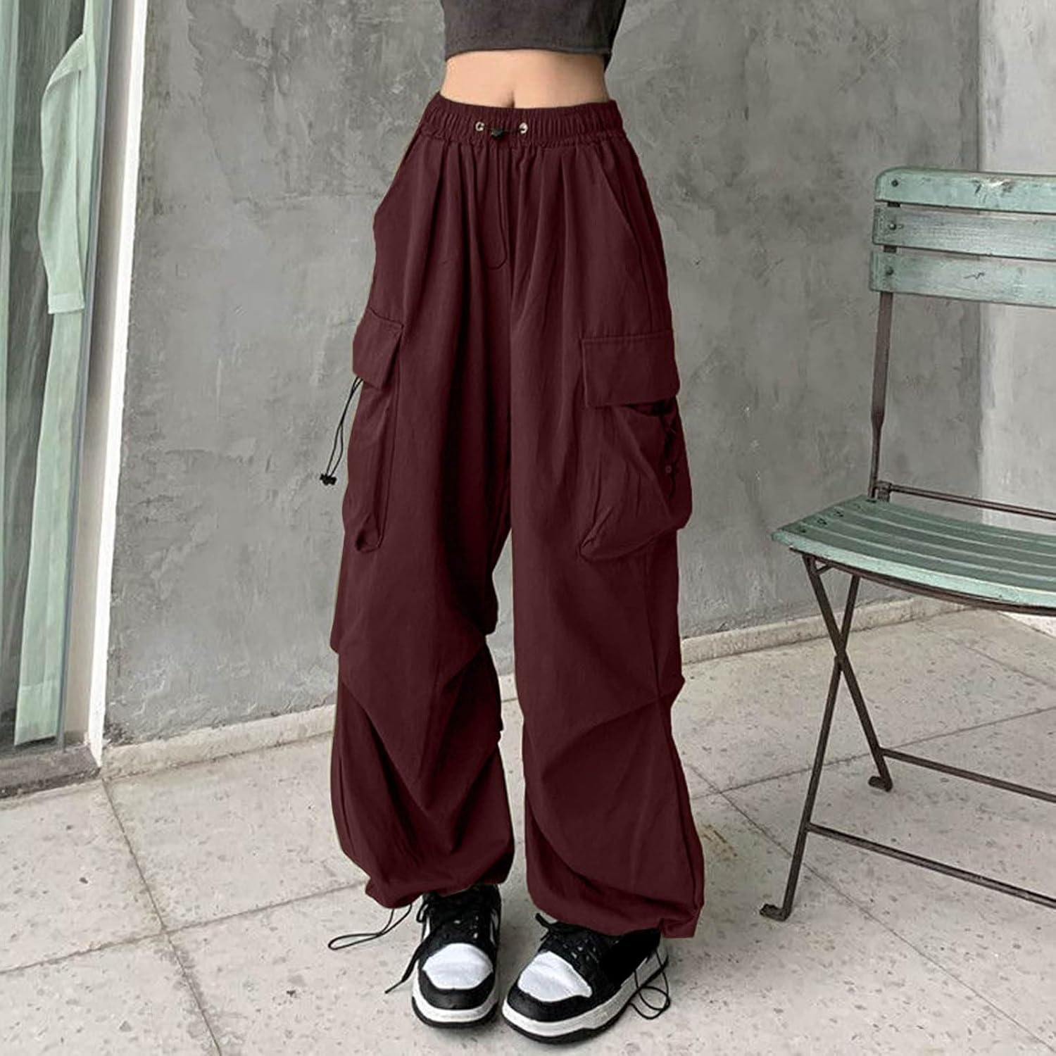Adjustable High Waisted Cargo Pants