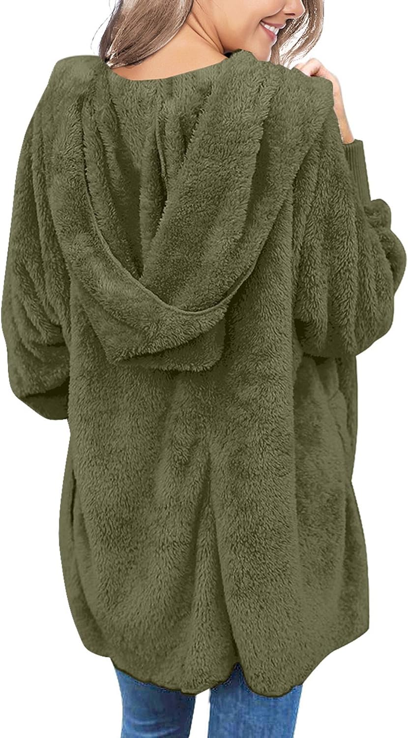 Luvamia Womens Cozy Open Front Fleece Cardigan Jacket