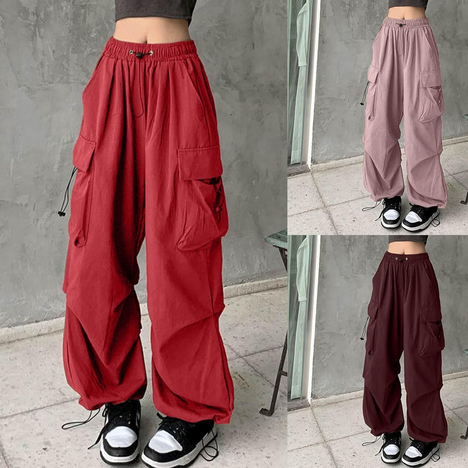 Adjustable High Waisted Cargo Pants