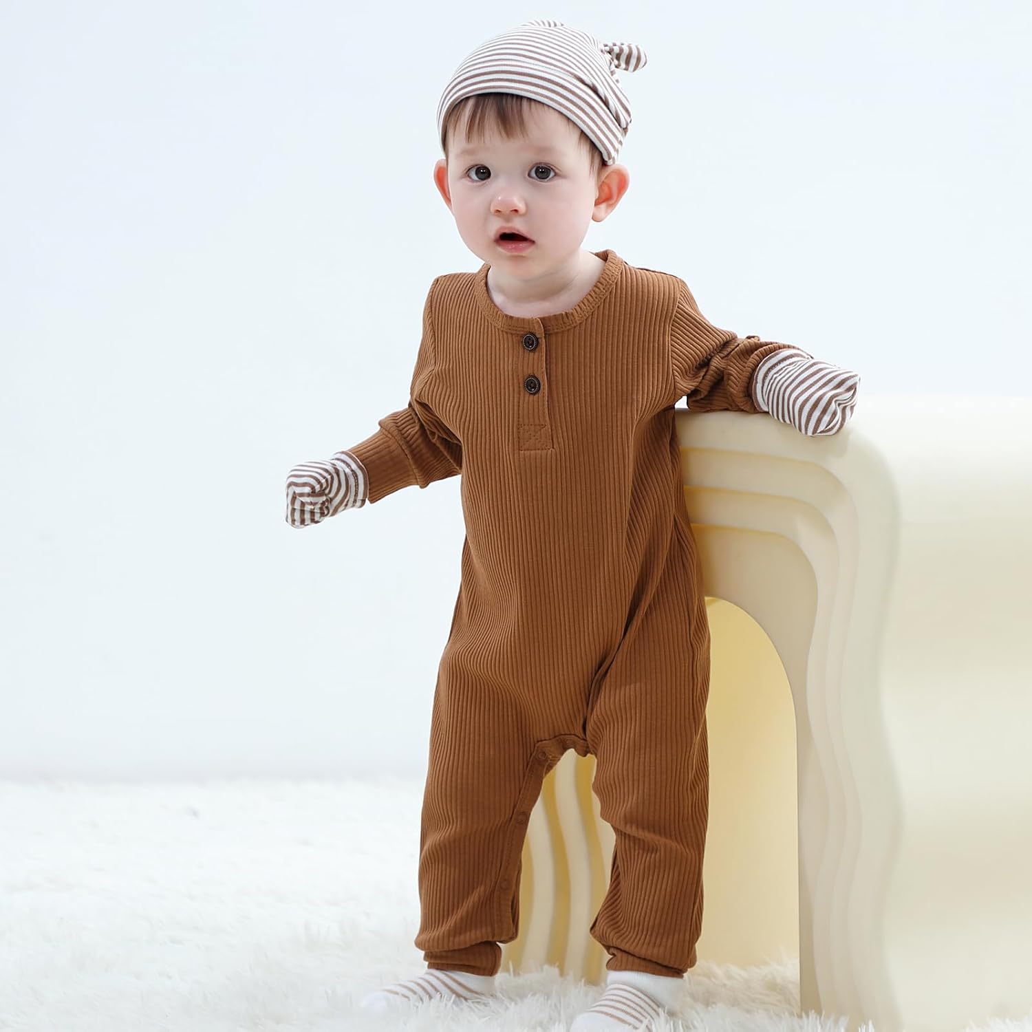 Ruliby Ribbed Romper Set 5-Piece 0-12 Months