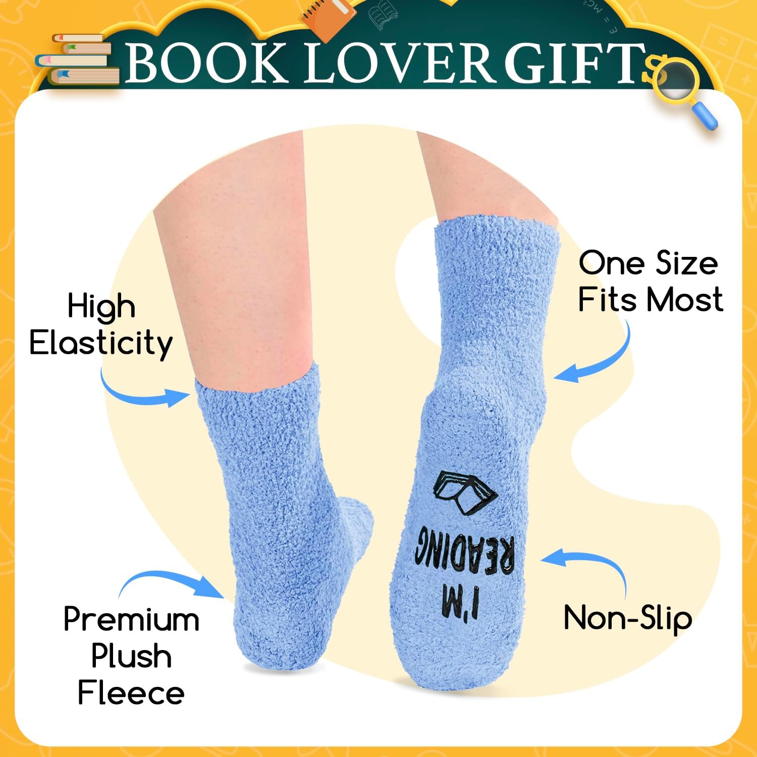 HAPPYPOP Teacher Appreciation Socks Women Men - 2025 Graduation Gifts for Book Lovers
