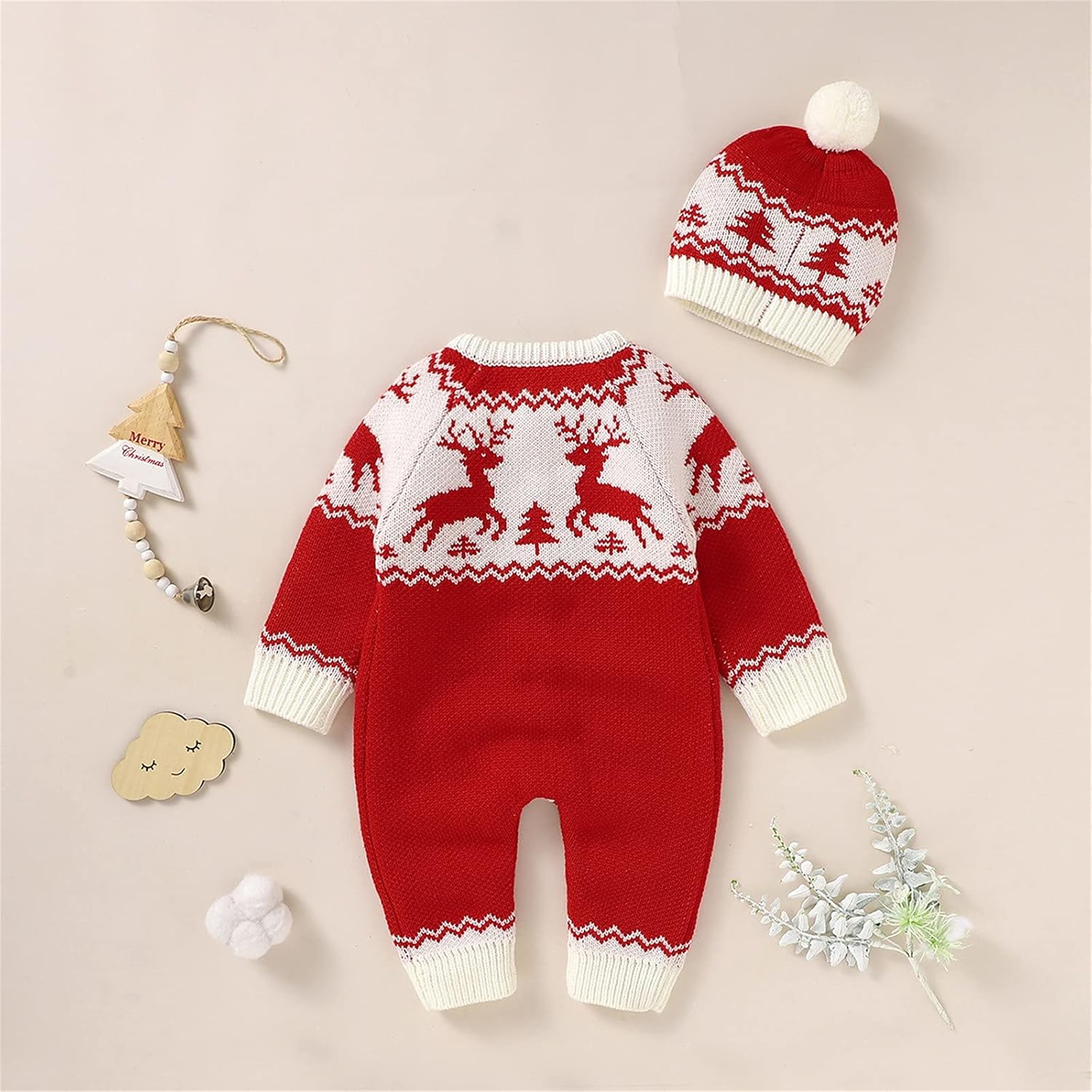 Christmas Sweater Romper Set for Babies