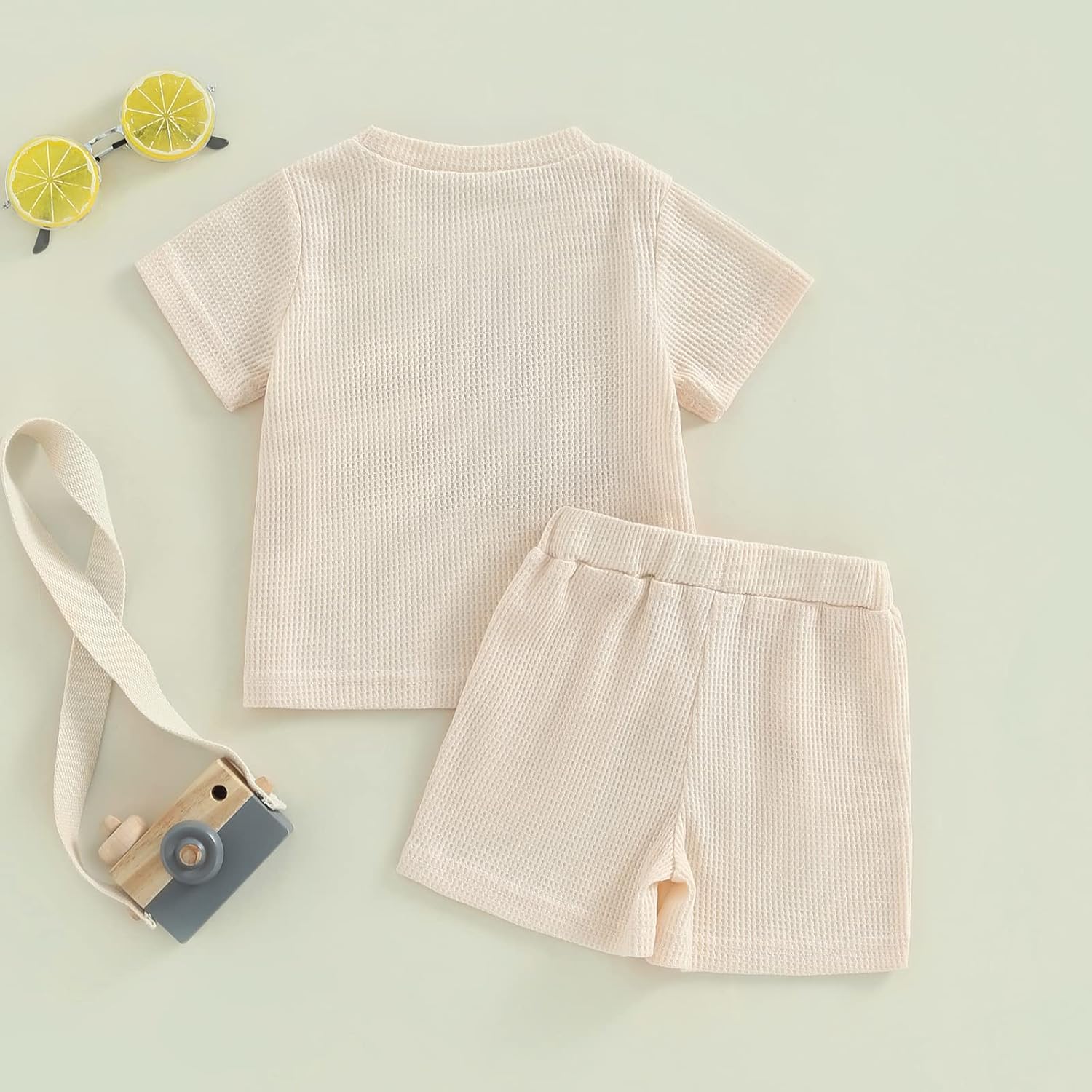 Premium Toddler Boys Waffle Knit Shorts Set