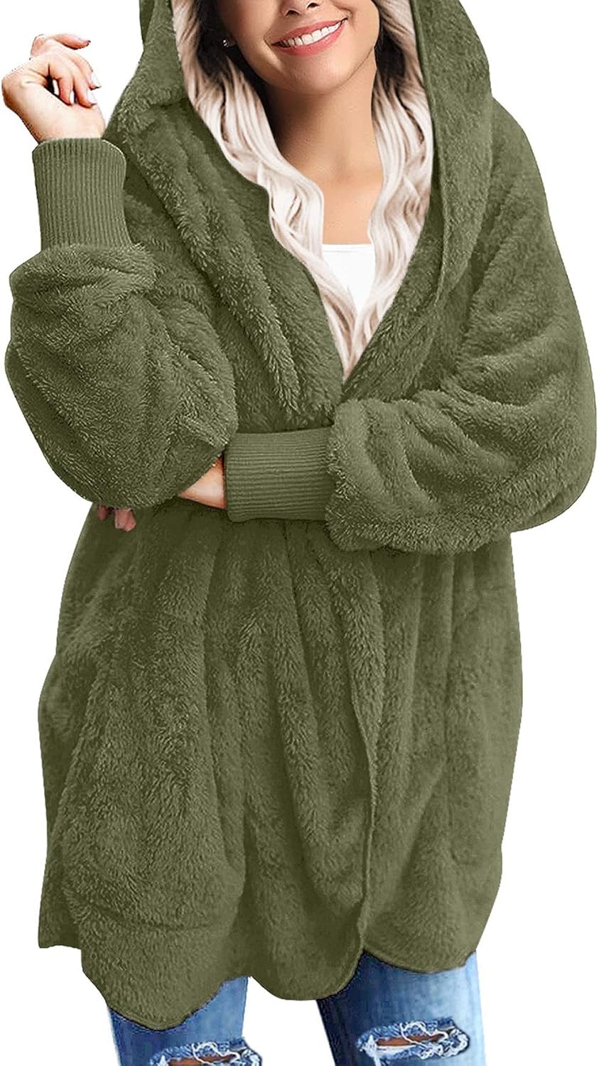 Luvamia Womens Cozy Open Front Fleece Cardigan Jacket