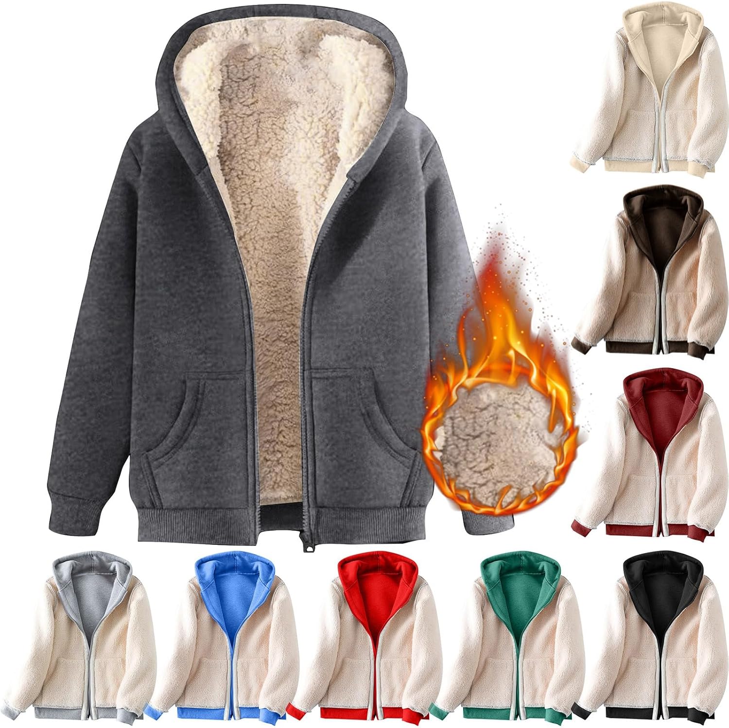 Stay warm in style with the Sherpa-lined Full Zip Hoodie