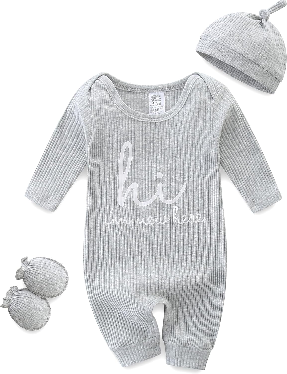Baby Romper with Mittens Hats for Infants