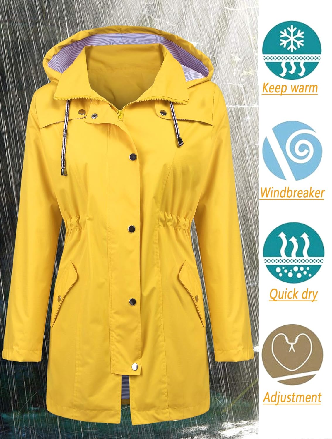 LOMON Womens Travel Jacket - Waterproof and Breathable
