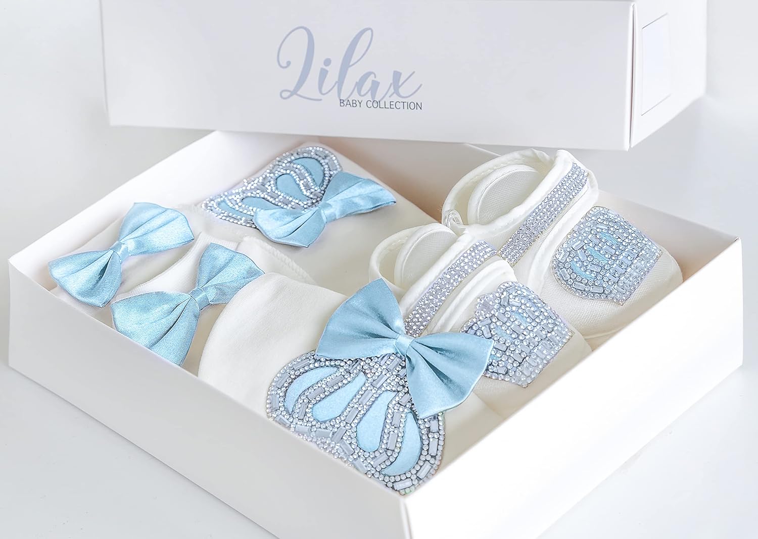 Lilax Baby Boy Jewel Crown Layette Set 4 Piece 0-3 Months