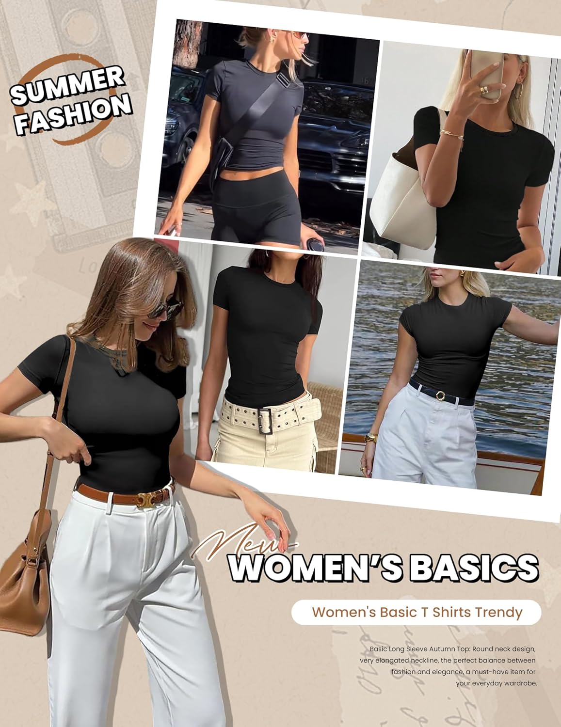 Ekouaer 3-Pack Womens Basic Thermal T-Shirts