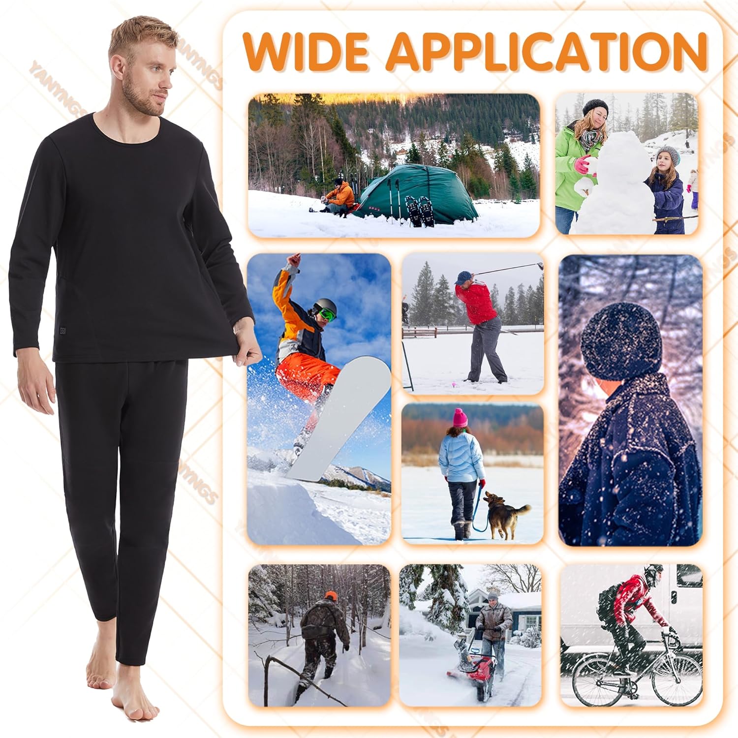 Warm Smart Electric Heated Underwear Pants for Men Women