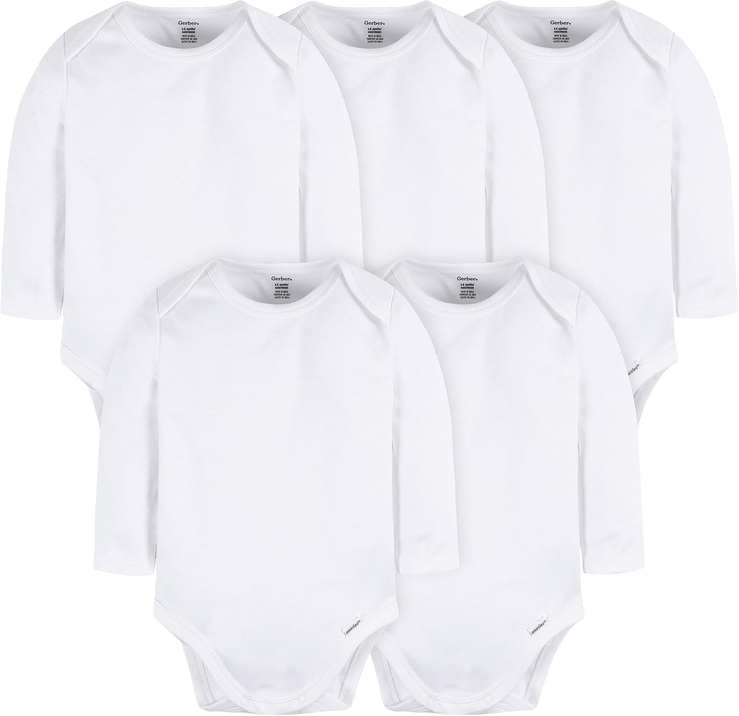 Gerber Baby Long Sleeve Solid Onesies Multi-Pack
