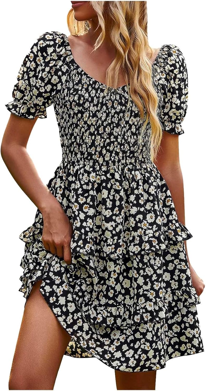 Floral Ruffle Stress-Free Midi Dress for 2025 vacation