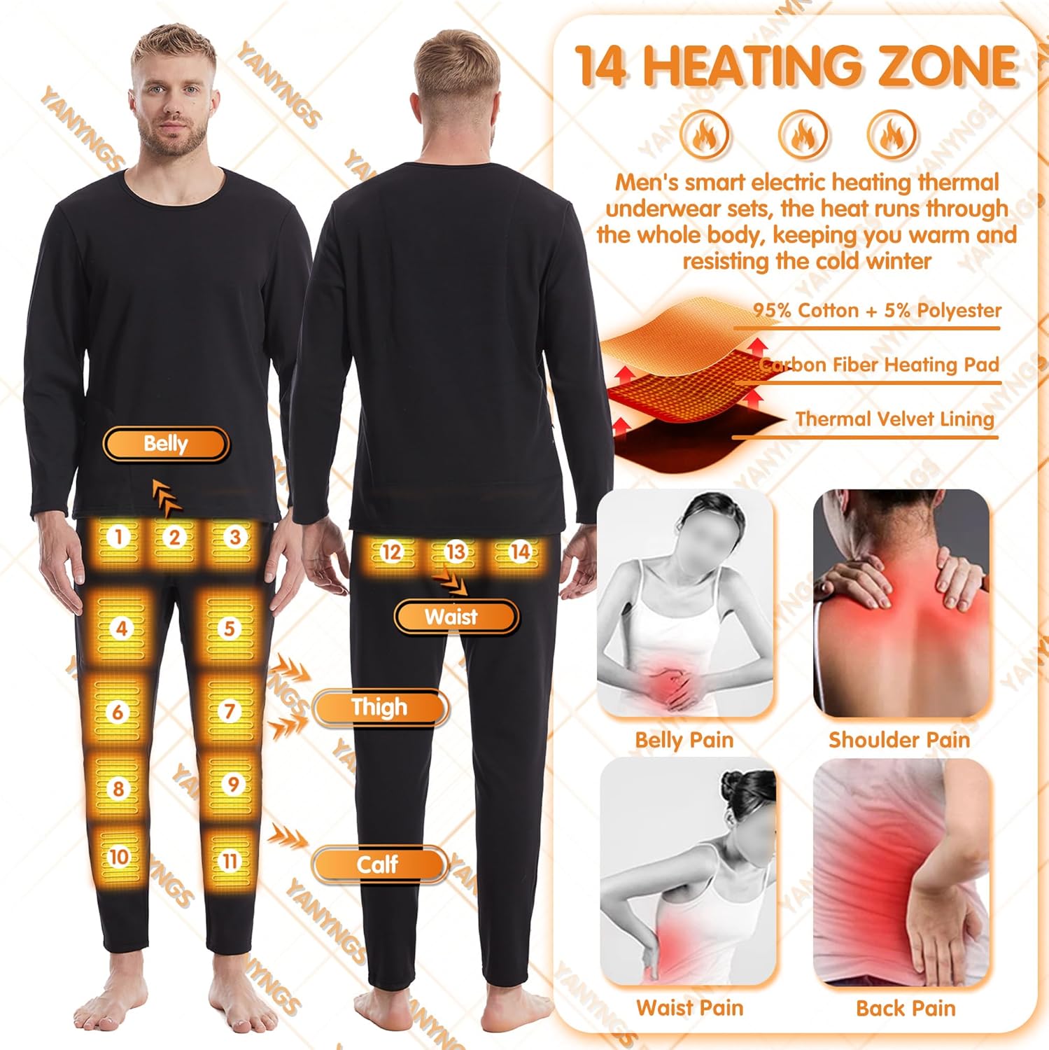 Warm Smart Electric Heated Underwear Pants for Men Women