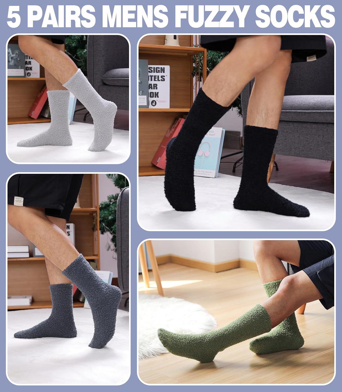 Warm Fuzzy Socks for Men Women Cozy Winter Slipper Socks