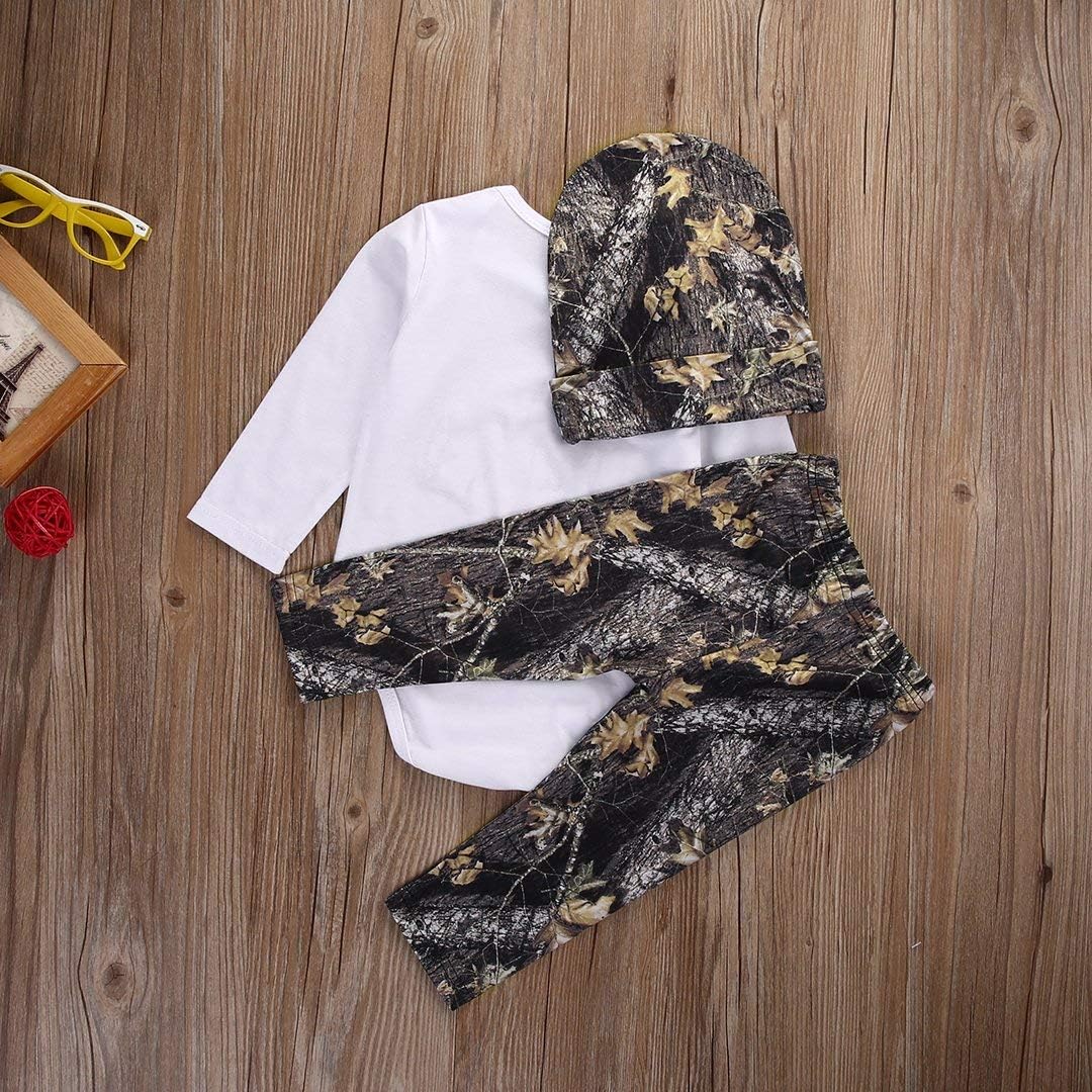 Newborn Baby Boys 3-Piece Camo Letter Set for Fall Winter