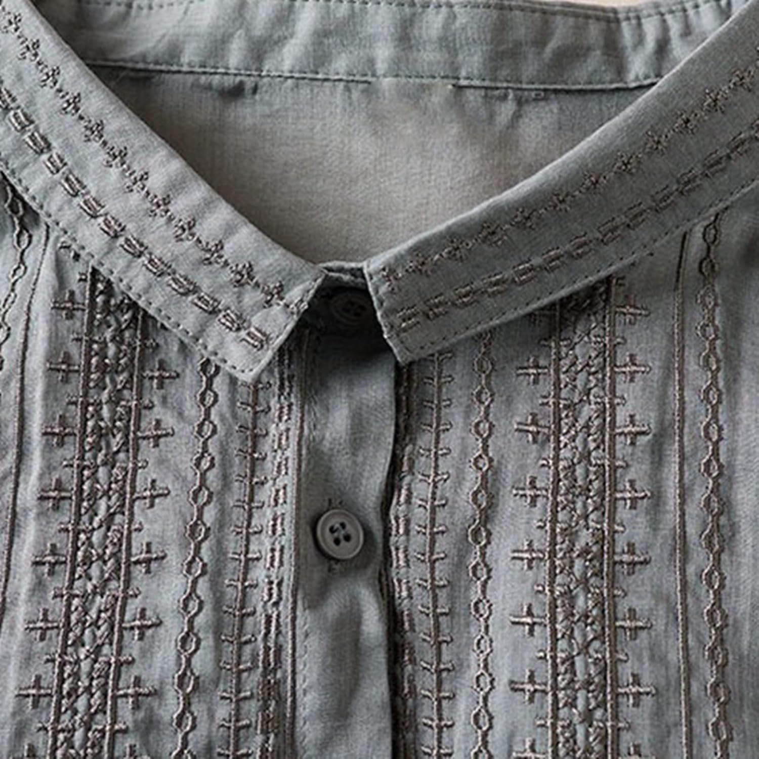 Womens Cotton Short Sleeve Linen Shirt - Casual Fit