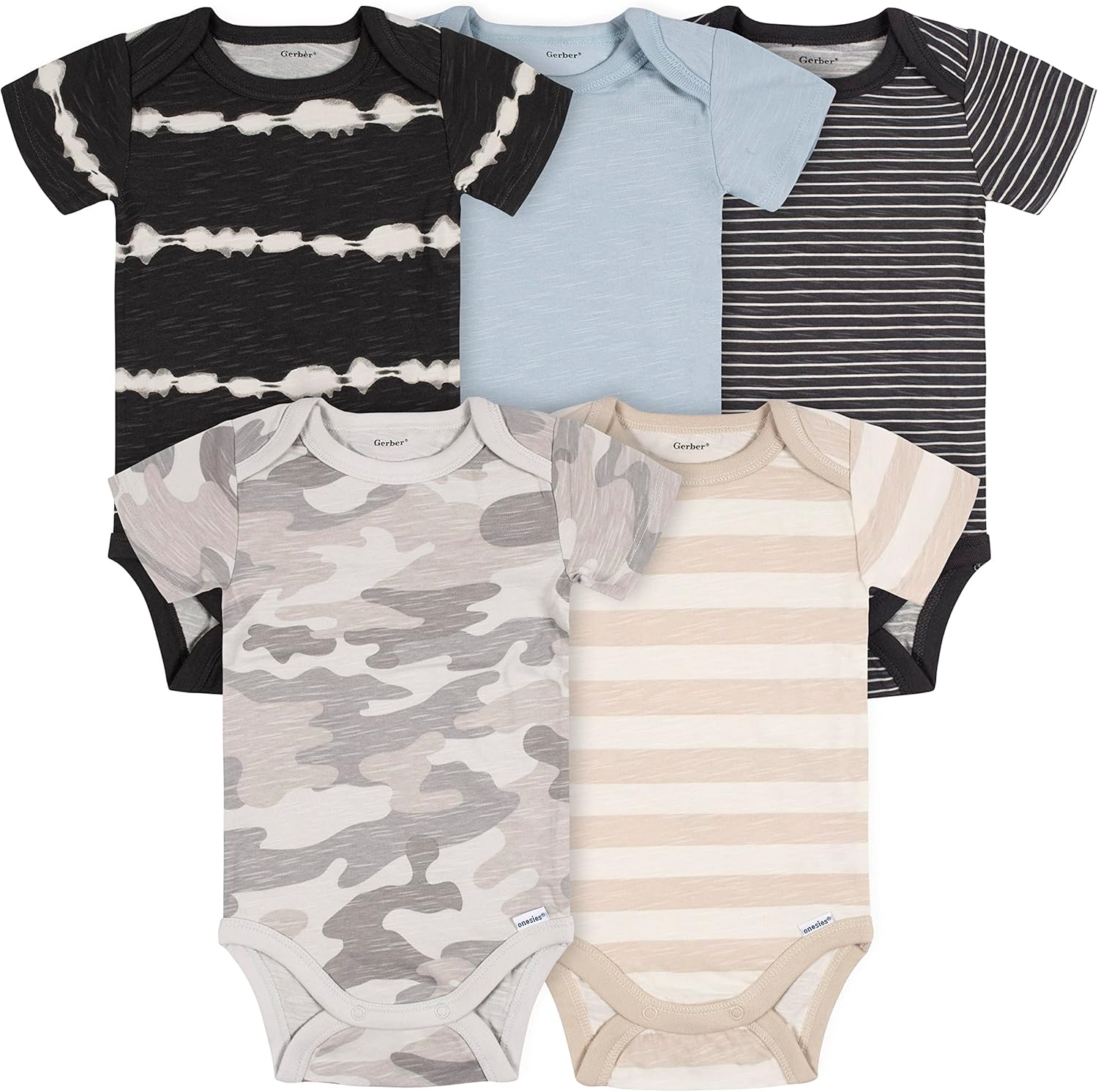 Top Choice Gerber Baby-Boys 5-Pack Short Sleeve Onesies Bodysuits