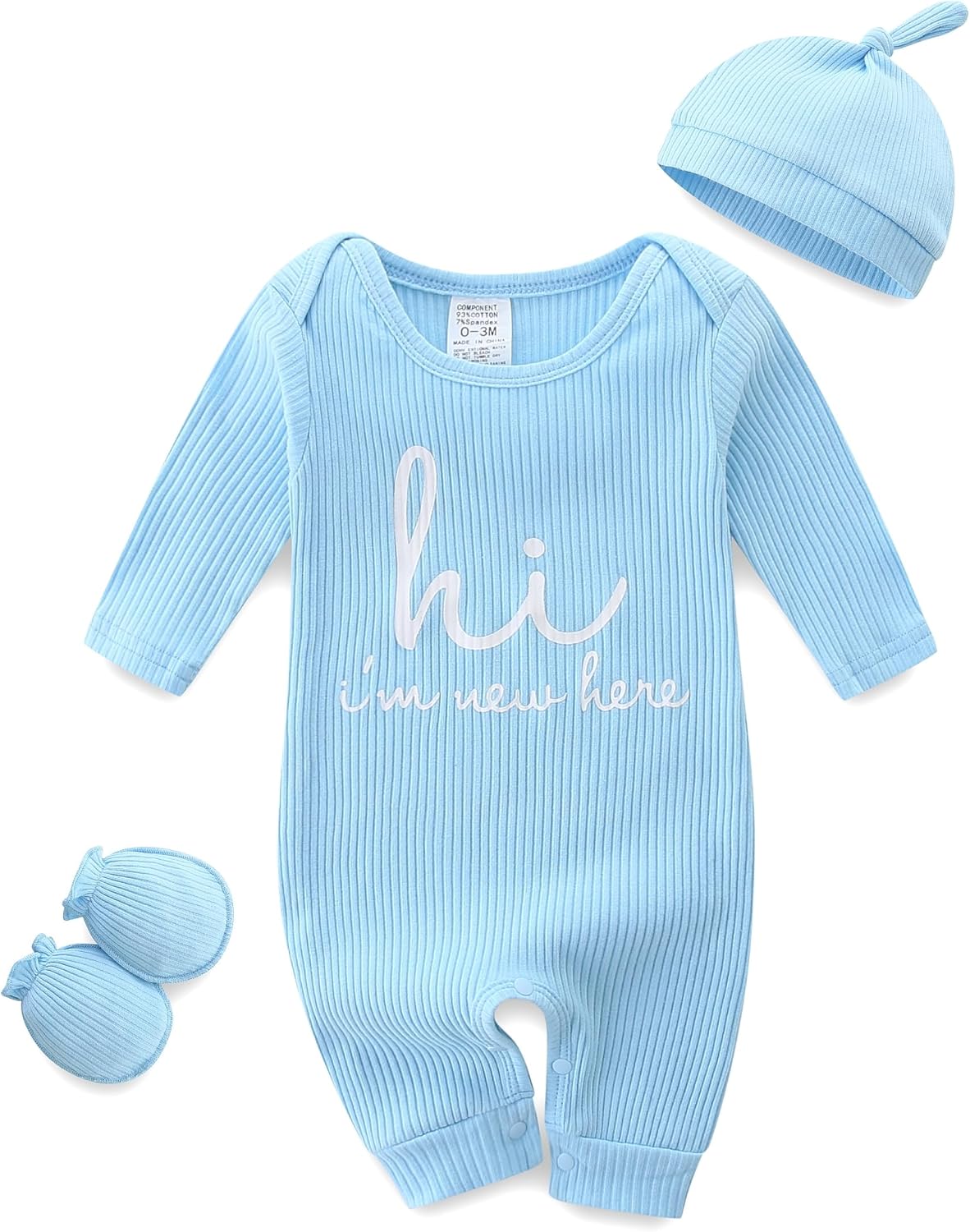 Cute Baby Romper with Mittens Hat for Newborns
