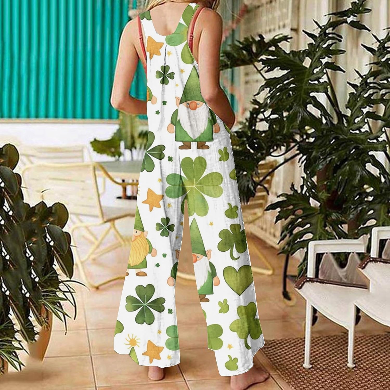 St Patricks Day Jumpsuit Romper Women 2025 Irish Green ShamrockSnapshot