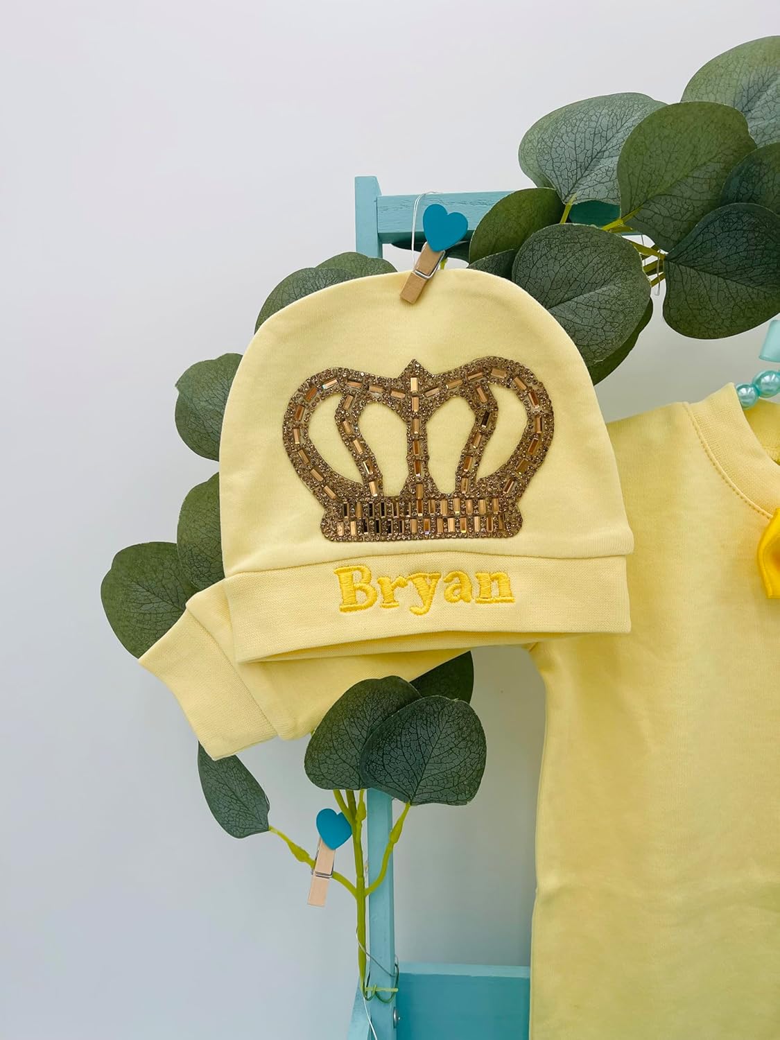 Personalized Baby Boy 3-Piece Romper Hat Mittens Set