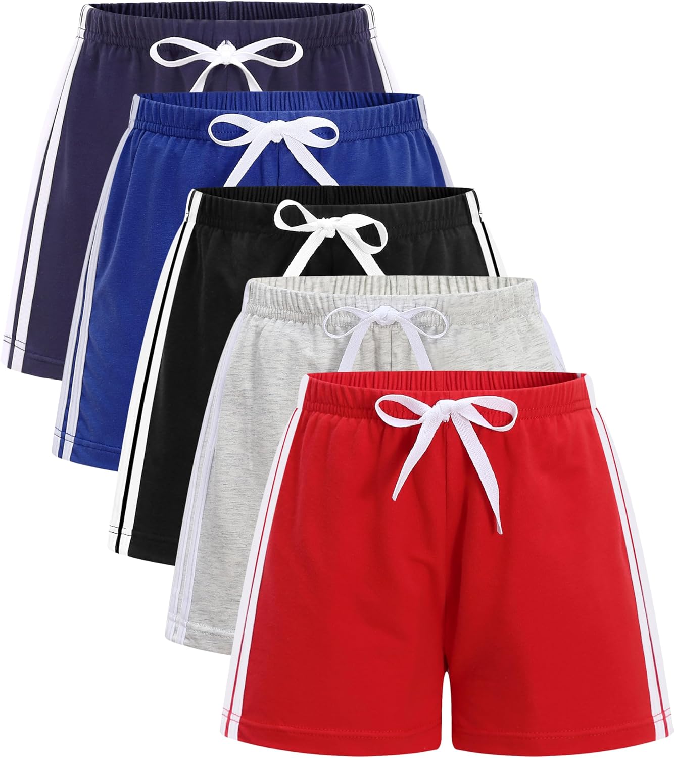 GFQLONG 5 Pack Toddler Cotton Running Shorts for Boys Girls