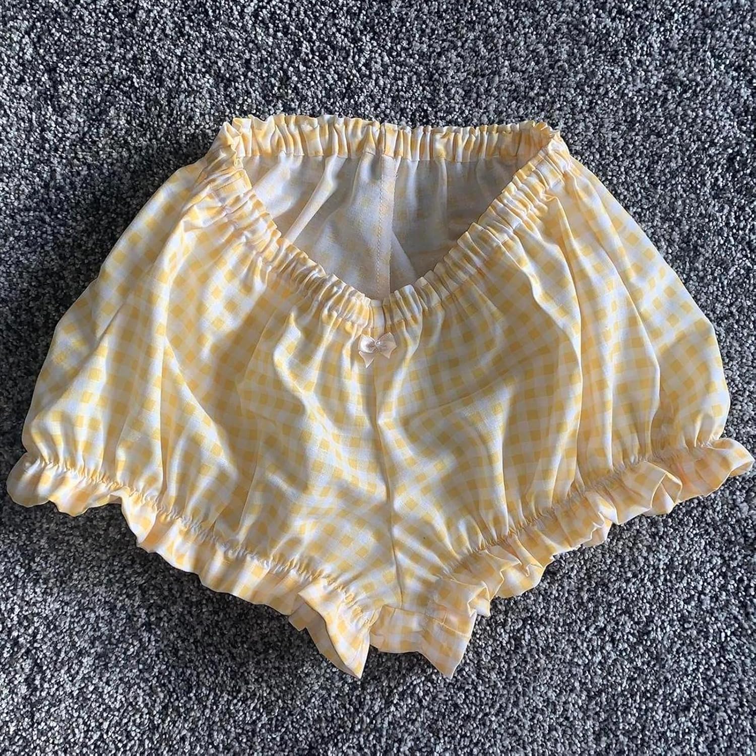 NUFIWI Womens Cute Frill Ruffle Gingham Boy Shorts Y2k Smocked Bloomers