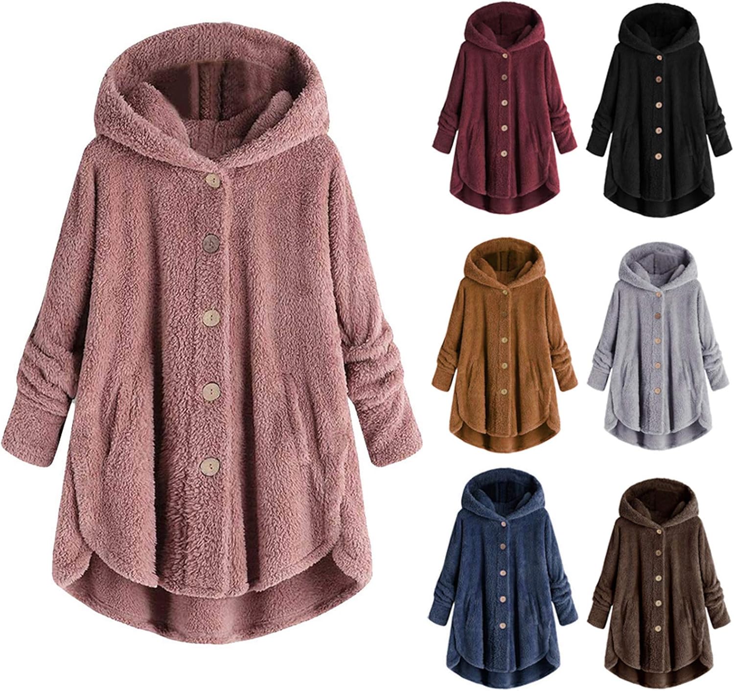 Womens Fuzzy Sherpa Jacket with Pockets