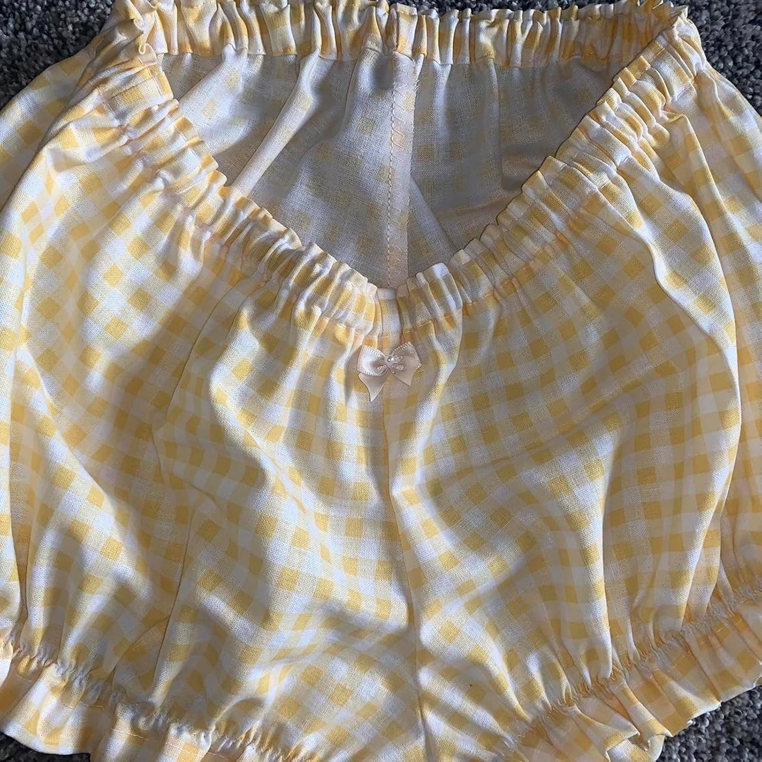 NUFIWI Womens Cute Frill Ruffle Gingham Boy Shorts Y2k Smocked Bloomers