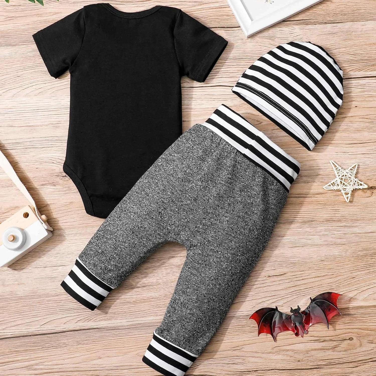 Newborn Boys Romper Pants Hat Set