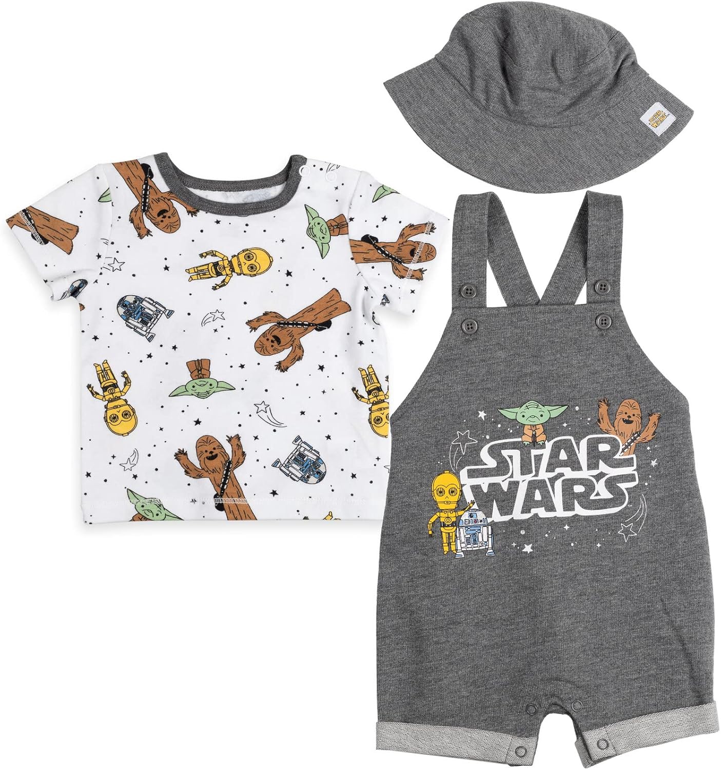 Officially Licensed Chewbacca R2-D2 Yoda 3-Piece Set for Babies