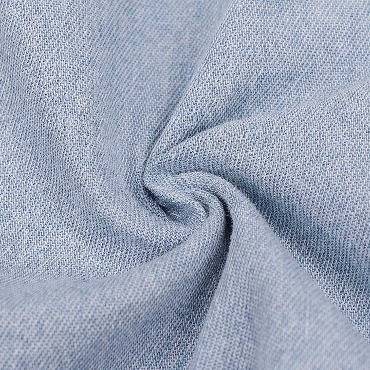 Chic Blue Chambray Denim Dress for Women Bodycon Mini Top