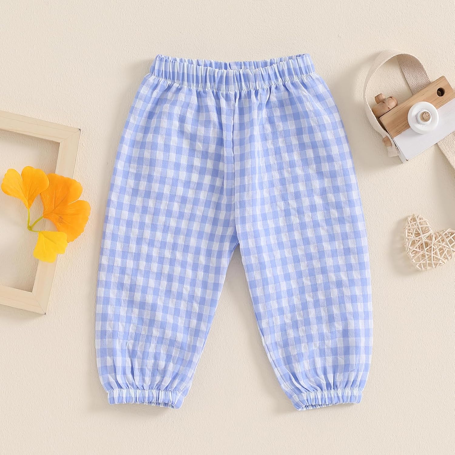 Goocher Elastic waist Plaid print Cotton pants for Toddlers boys and girls